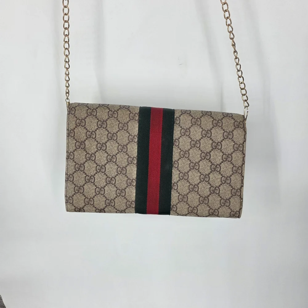 Authentic GUCCI Ophidia GG Supreme Continental Wallet Black Leather Web Strip - Picture 9 of 10